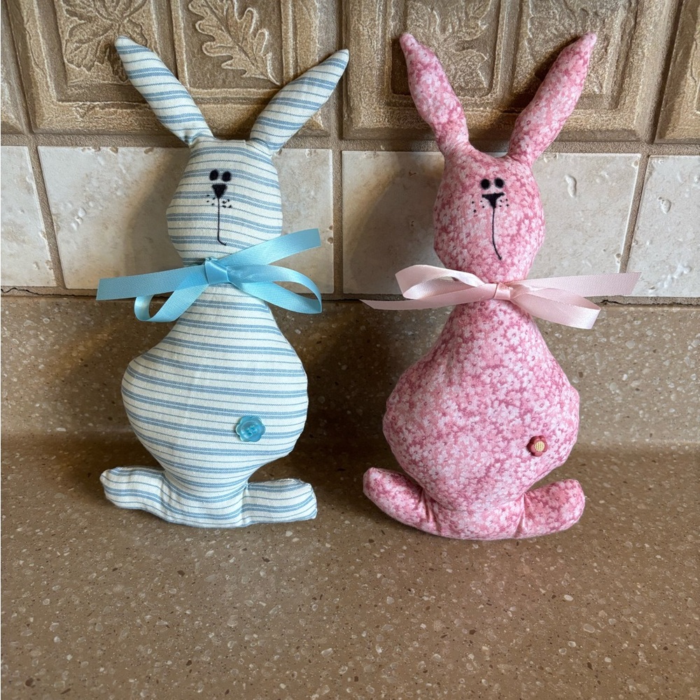Striped and Floral Fabric Bunny Decor